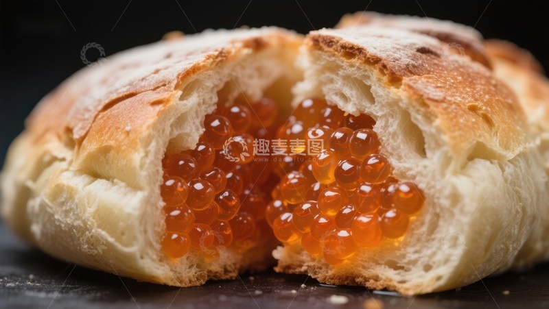 高清大图下载【趣麦麦图】面包夹鱼子酱美食特写