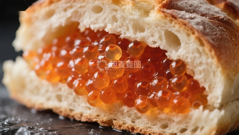 高清大图下载【趣麦麦图】面包夹鱼子酱美食特写