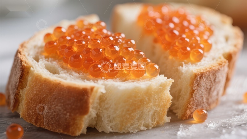 高清大图下载【趣麦麦图】鱼子酱面包片特写