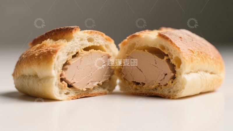 高清大图下载【趣麦麦图】面包夹肉馅的内部展示