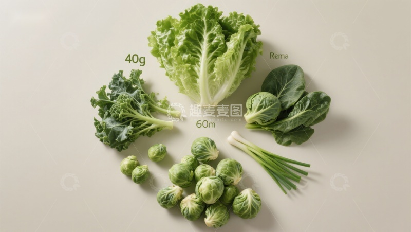 高清大图下载【趣麦麦图】多种绿色蔬菜平铺展示