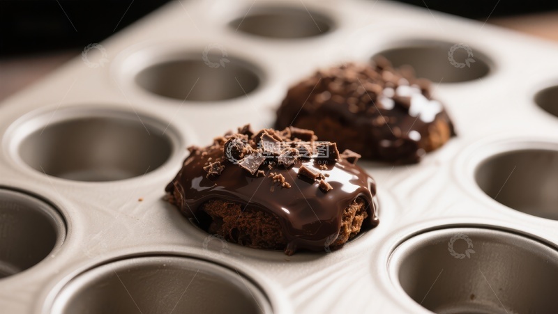 高清大图下载【趣麦麦图】巧克力覆盖的甜点在烤盘中