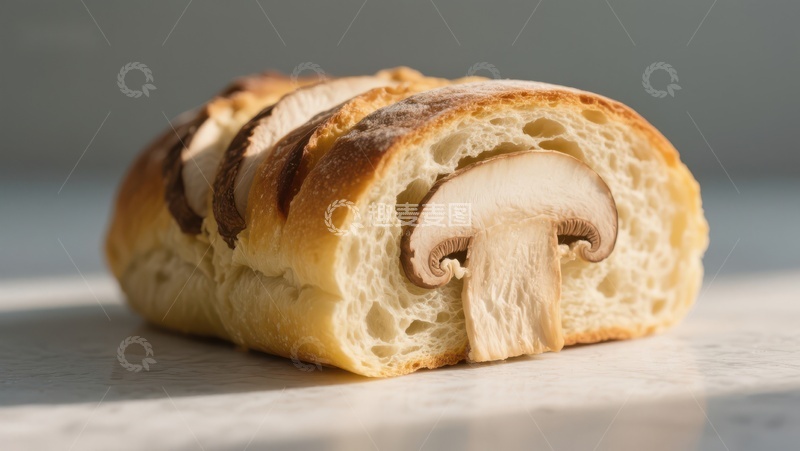 高清大图下载【趣麦麦图】面包切片中的蘑菇