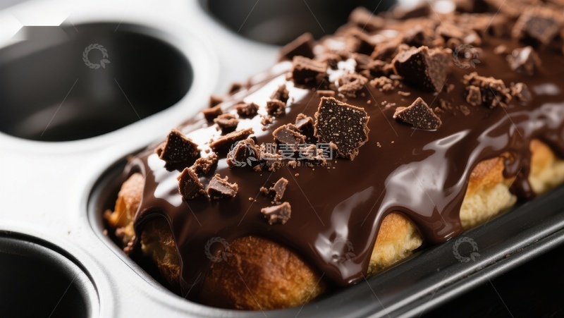 高清大图下载【趣麦麦图】巧克力淋面甜甜圈特写