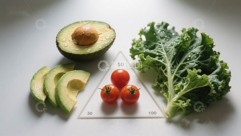 高清大图下载【趣麦麦图】新鲜蔬果与营养三角图