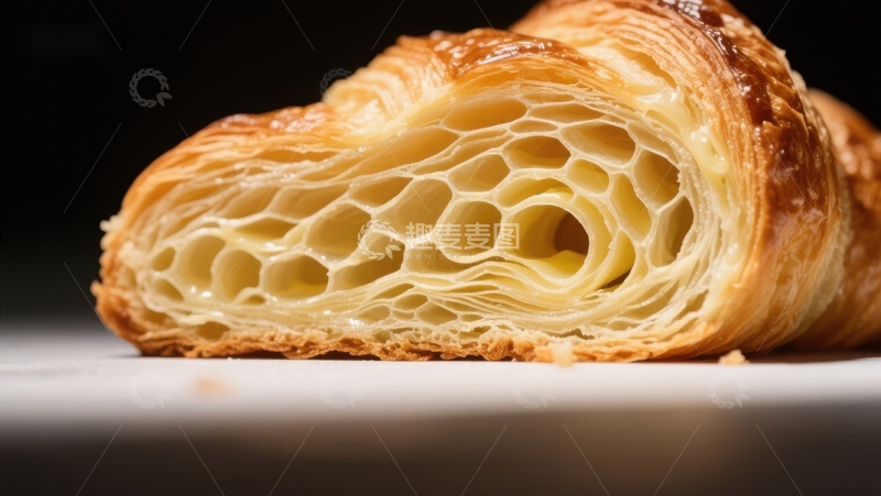 高清大图下载【趣麦麦图】酥脆可颂的层次结构