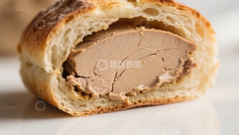 高清大图下载【趣麦麦图】面包夹鹅肝酱的美食特写