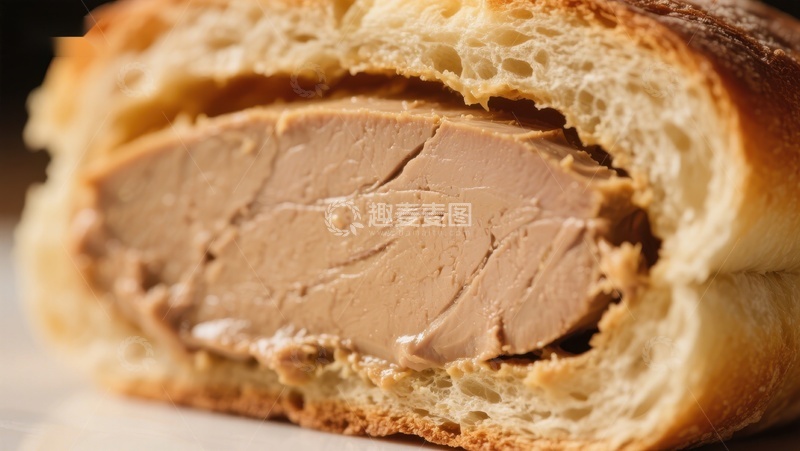 高清大图下载【趣麦麦图】面包夹鹅肝酱的特写