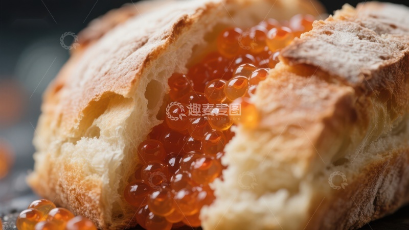 高清大图下载【趣麦麦图】面包夹鱼子酱美食特写