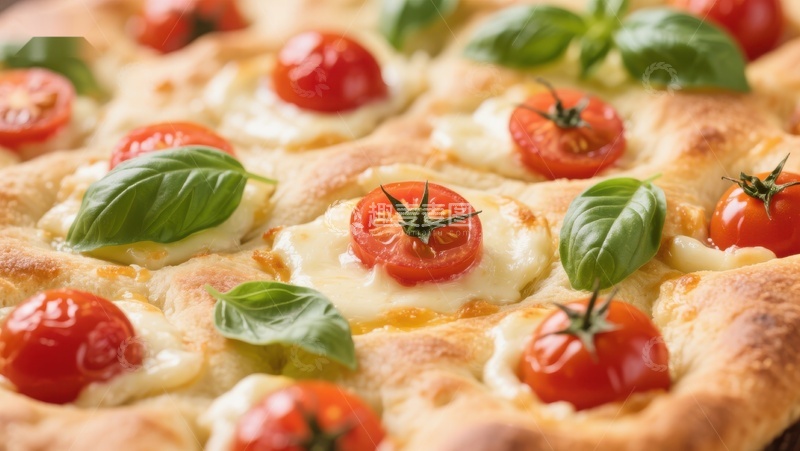 高清大图下载【趣麦麦图】新鲜出炉的玛格丽特披萨