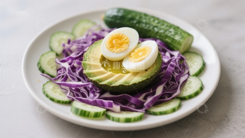 高清大图下载【趣麦麦图】牛油果鸡蛋沙拉拼盘