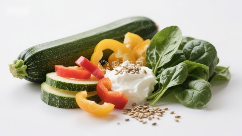 高清大图下载【趣麦麦图】新鲜蔬菜与酸奶搭配