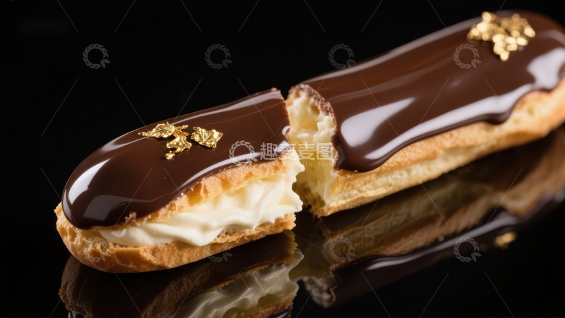 高清大图下载【趣麦麦图】巧克力淋面奶油泡芙