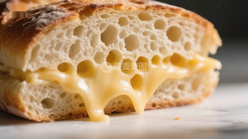 高清大图下载【趣麦麦图】芝士面包：浓郁奶酪融化在松软面团中