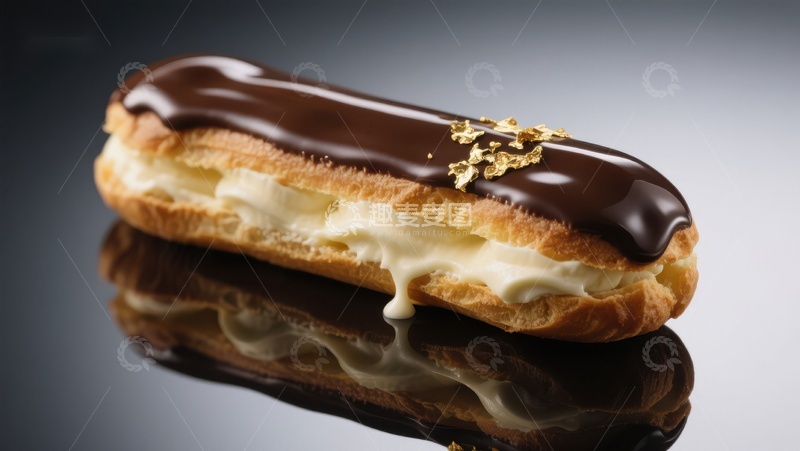 高清大图下载【趣麦麦图】巧克力淋面奶油酥皮甜点
