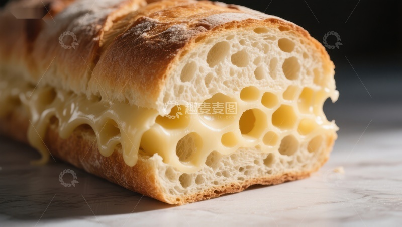 高清大图下载【趣麦麦图】芝士面包特写，金黄酥脆