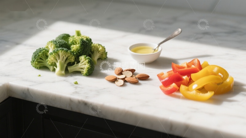 高清大图下载【趣麦麦图】切好的蔬菜与坚果摆盘