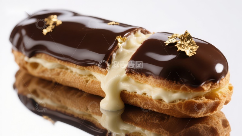 高清大图下载【趣麦麦图】巧克力淋面奶油泡芙