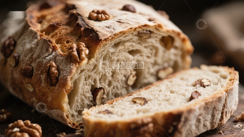 高清大图下载【趣麦麦图】核桃面包切片展示