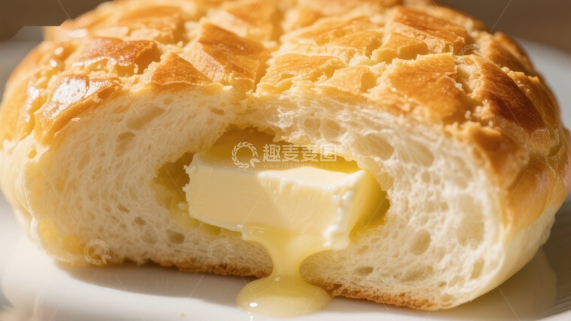 高清大图下载【趣麦麦图】奶油面包，金黄酥脆，内馅丰富