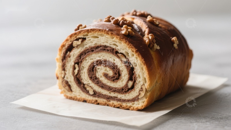 高清大图下载【趣麦麦图】核桃巧克力螺旋面包