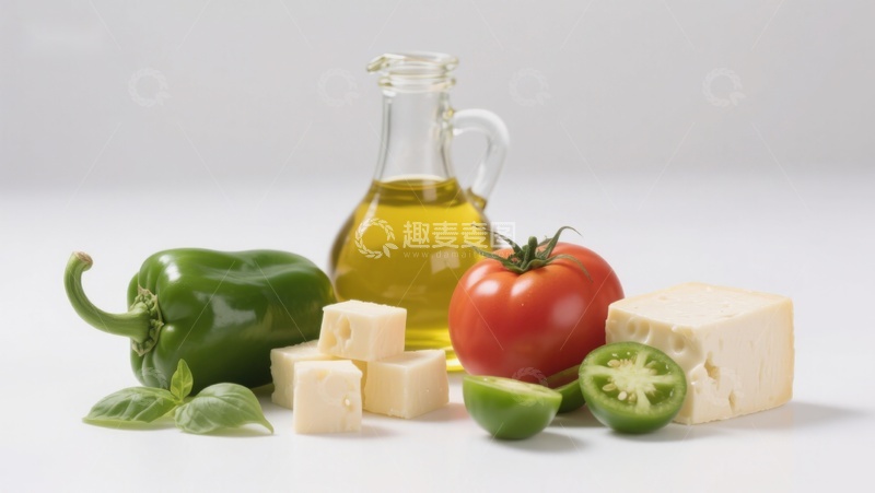 高清大图下载【趣麦麦图】新鲜蔬菜与奶酪食材组合
