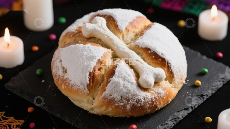 高清大图下载【趣麦麦图】传统节日面包，撒粉装饰