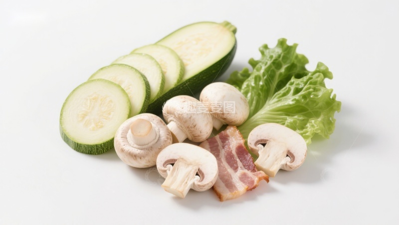 高清大图下载【趣麦麦图】新鲜蔬菜与培根食材组合