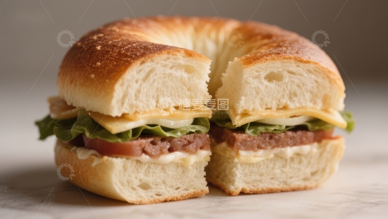 高清大图下载【趣麦麦图】新鲜面包夹心三明治特写