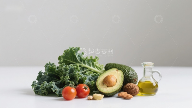 高清大图下载【趣麦麦图】新鲜蔬果与橄榄油静物