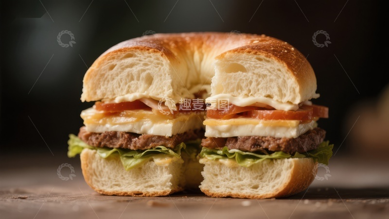 高清大图下载【趣麦麦图】美味汉堡切面展示