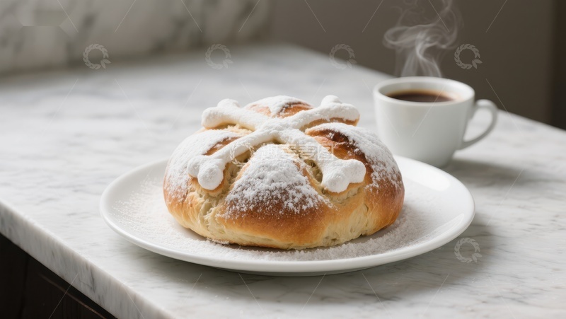 高清大图下载【趣麦麦图】热腾腾的甜面包配咖啡