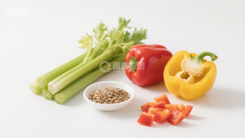 高清大图下载【趣麦麦图】-新鲜蔬菜与香料静物展示