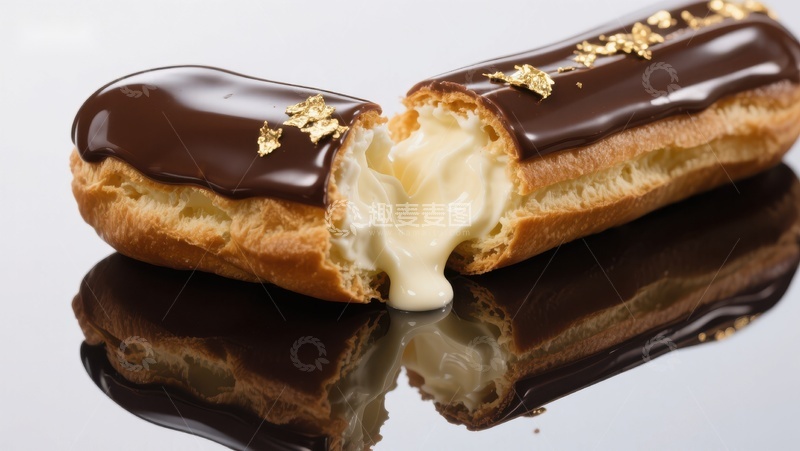 高清大图下载【趣麦麦图】巧克力奶油泡芙特写