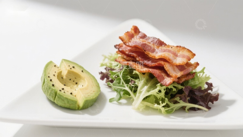 高清大图下载【趣麦麦图】牛油果与培根沙拉摆盘