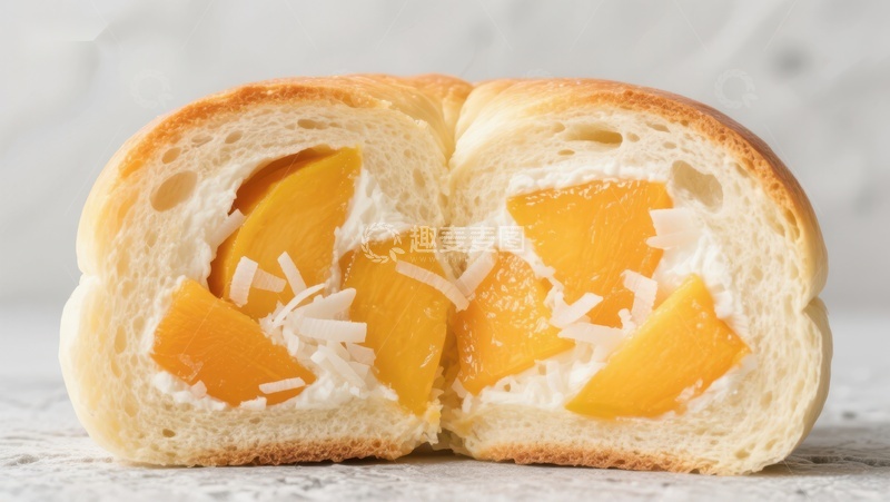 高清大图下载【趣麦麦图】芒果夹心面包切面展示