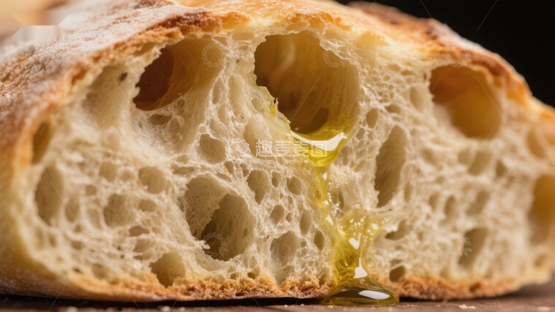 高清大图下载【趣麦麦图】新鲜面包切片，橄榄油缓缓流淌