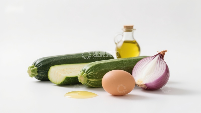 高清大图下载【趣麦麦图】蔬菜鸡蛋与橄榄油静物