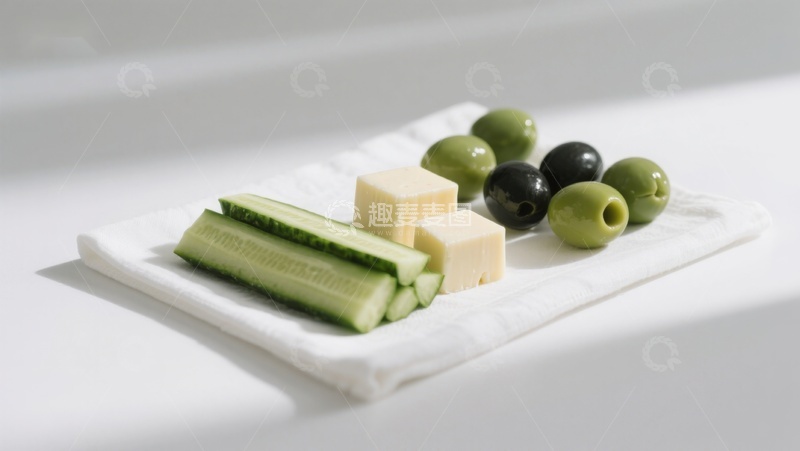 高清大图下载【趣麦麦图】切片黄瓜奶酪与橄榄