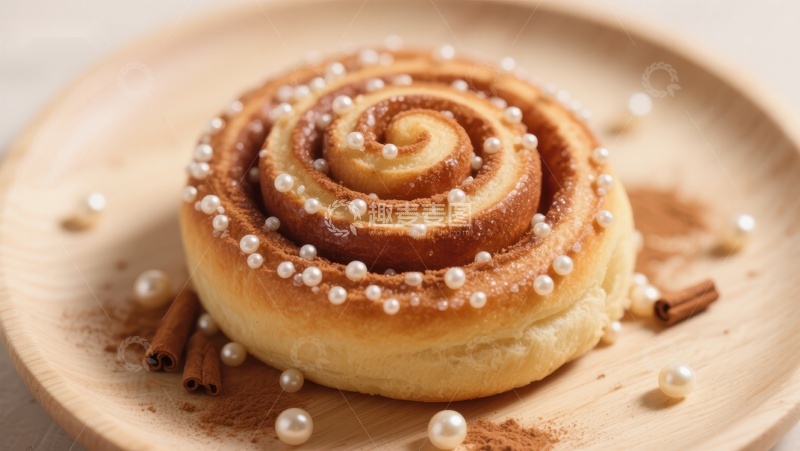 高清大图下载【趣麦麦图】珍珠点缀的螺旋面包