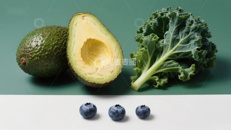 高清大图下载【趣麦麦图】牛油果羽衣甘蓝与蓝莓