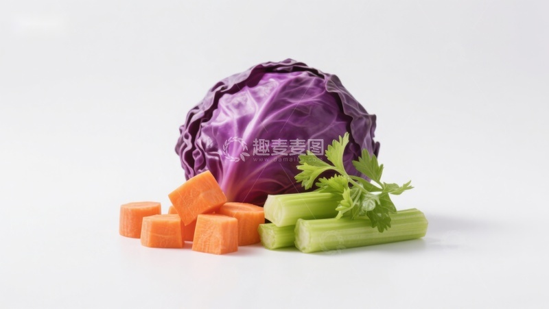 高清大图下载【趣麦麦图】紫甘蓝胡萝卜芹菜组合