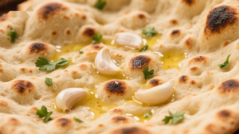 高清大图下载【趣麦麦图】蒜香黄油烤制的馕饼