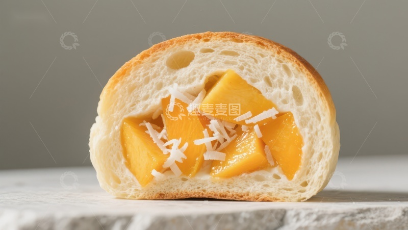 高清大图下载【趣麦麦图】芒果奶酪面包切面