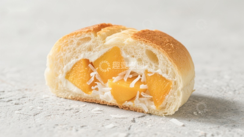 高清大图下载【趣麦麦图】芒果奶油面包切面展示