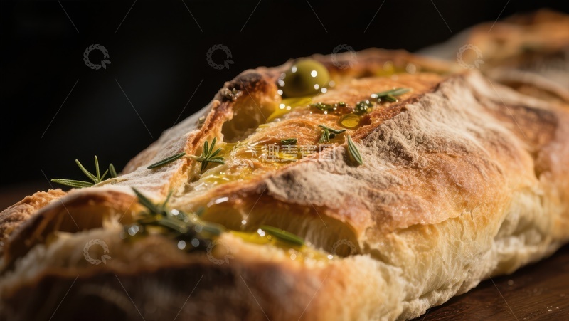 高清大图下载【趣麦麦图】橄榄油香草面包特写