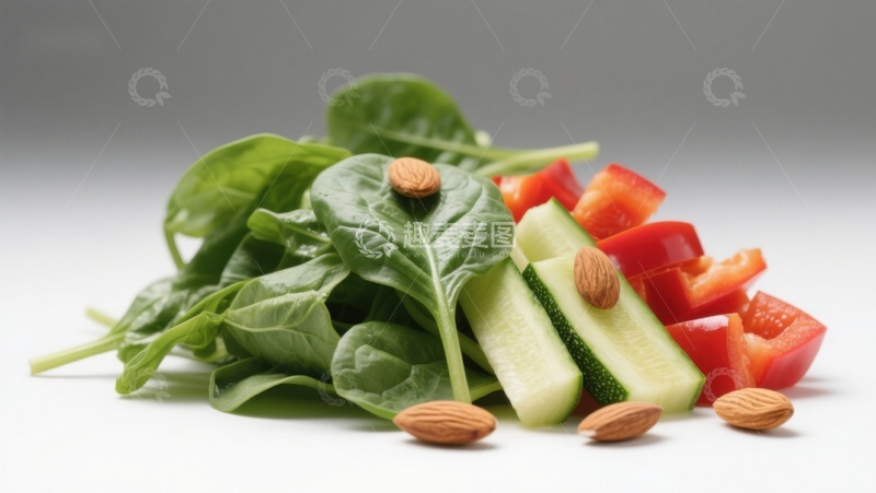 高清大图下载【趣麦麦图】新鲜蔬菜与坚果组合