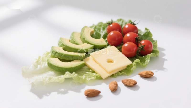 高清大图下载【趣麦麦图】新鲜蔬菜水果与坚果摆盘