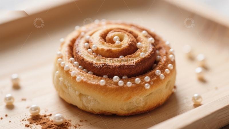 高清大图下载【趣麦麦图】珍珠点缀的螺旋面包
