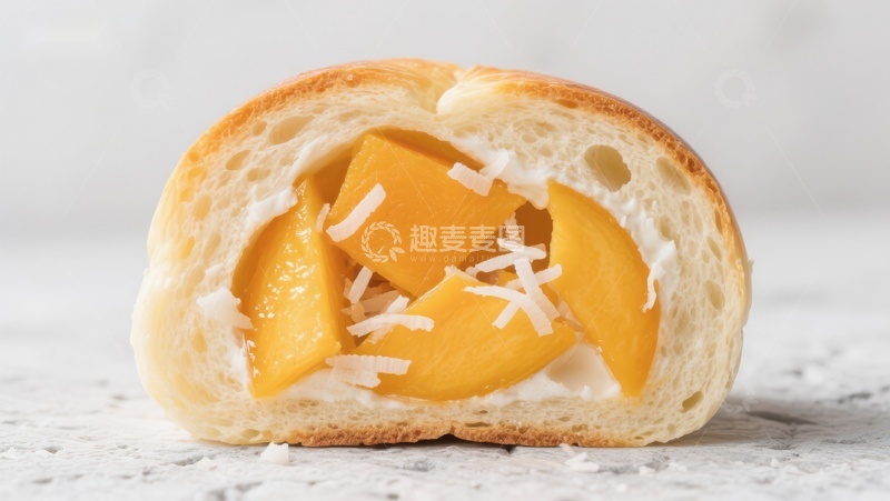 高清大图下载【趣麦麦图】芒果椰丝面包，清新美味